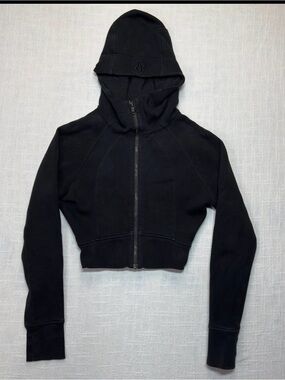 lululemon athletica Black Cropped Hooded Zip-Up Jacket